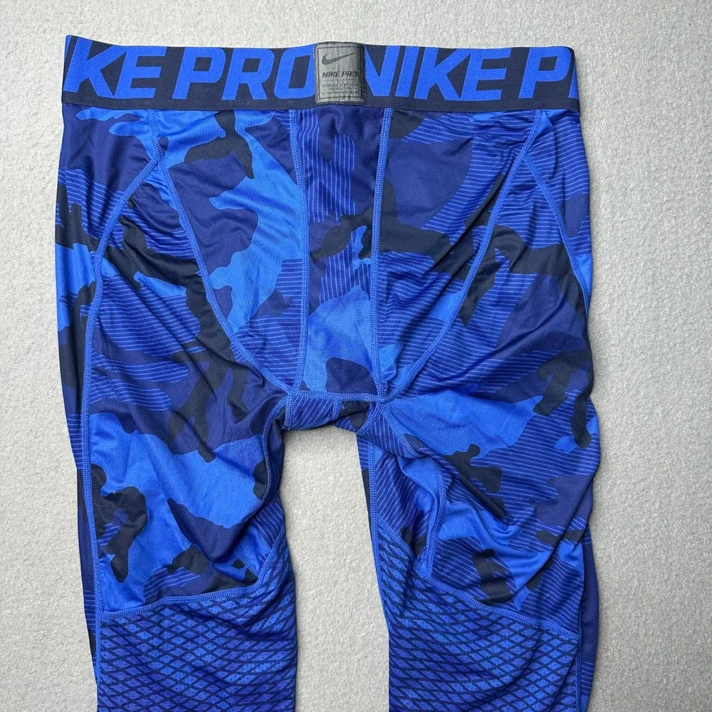 Nike Pro Compression Leggings Mens XL Blue Camo Navy 2 Pack 848863-455